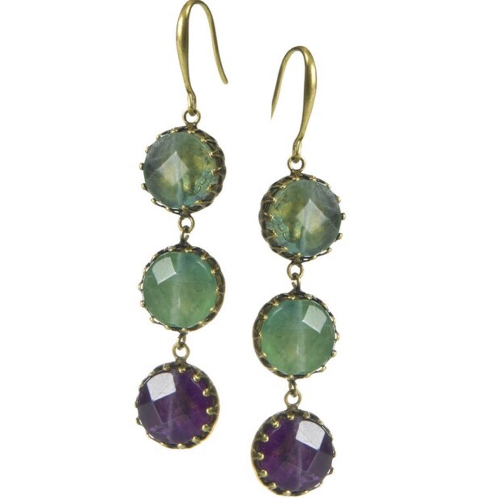 Trio of Gorgeous Faceted Gemstones Earring,NWT